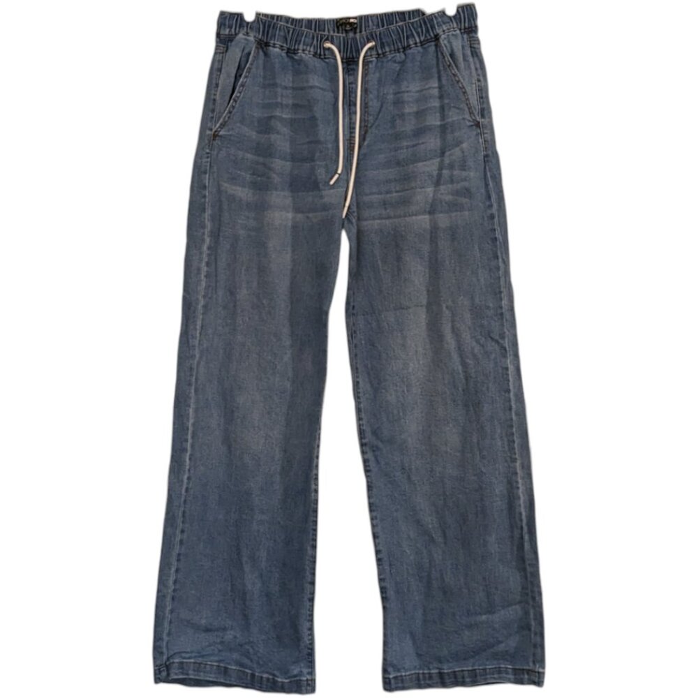 Tie- Waist Baggy Jeans